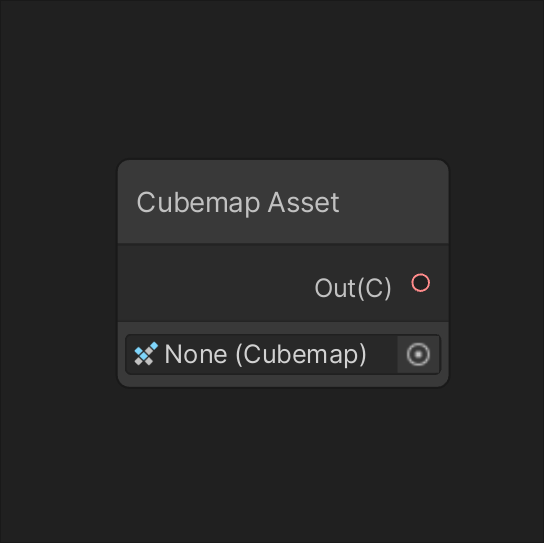 A Cubemap Asset node with an output labeled out(C). Below it, there is a dropdown or selector displaying None (Cubemap).